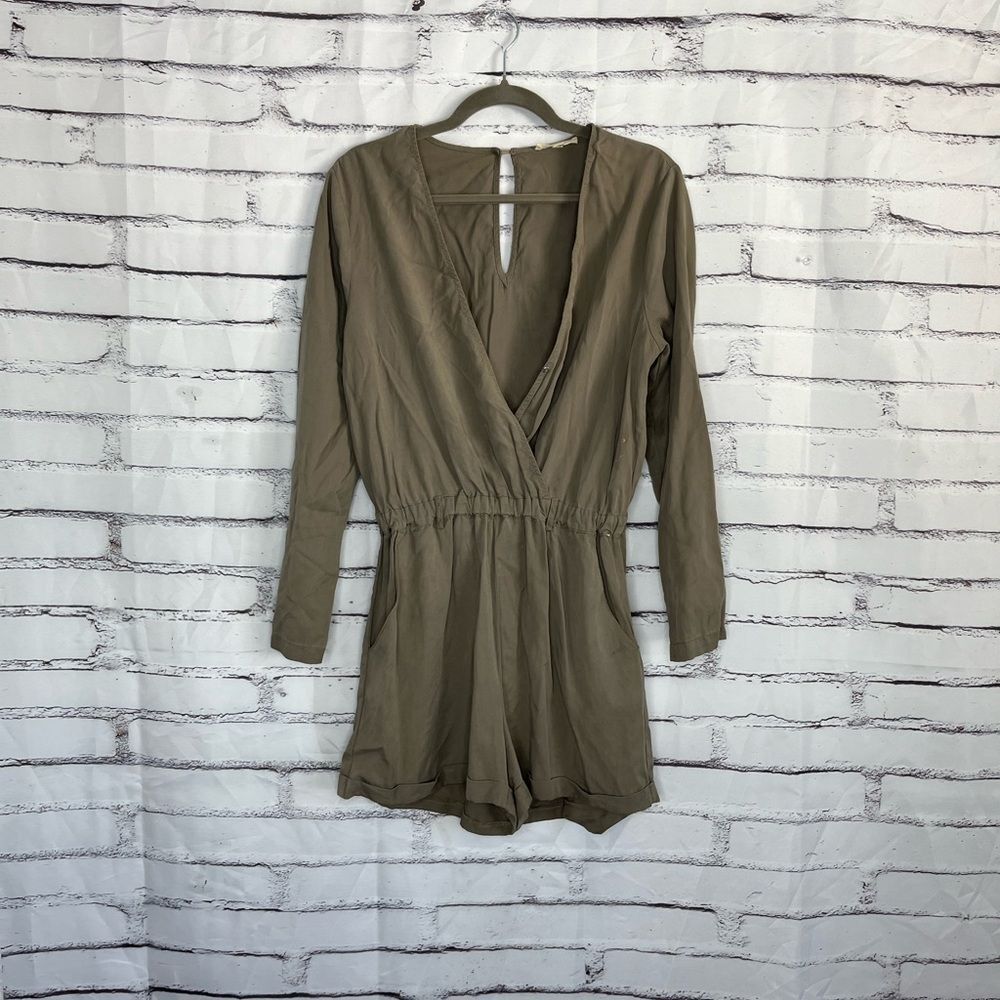 Illa Illa Vintage Long Sleeve Olive Romper Women’s Small Utility 100% Tencel Y2K
